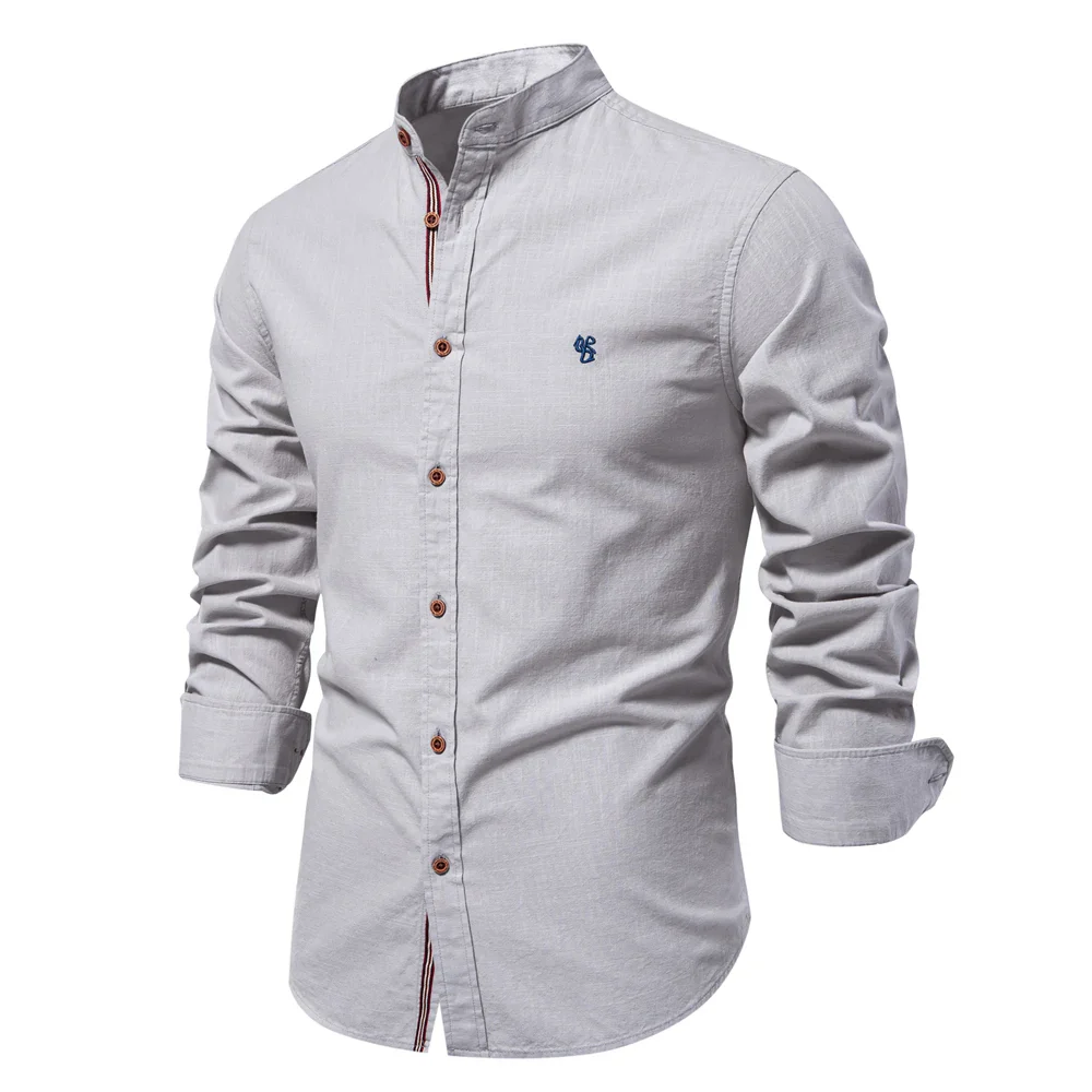 Cotton Long Sleeve Shirt for Men - Solid Color Casual Wear, High Quality - Image 5