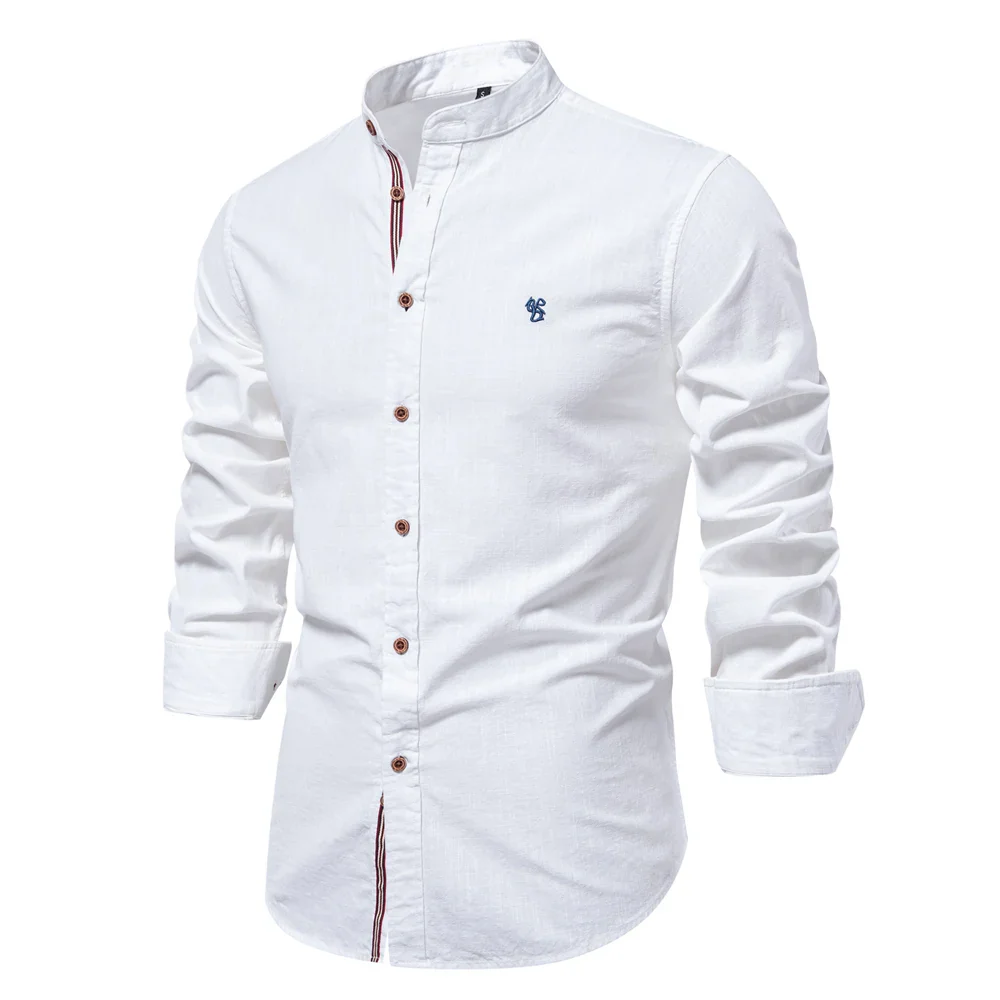 Cotton Long Sleeve Shirt for Men - Solid Color Casual Wear, High Quality - Image 6