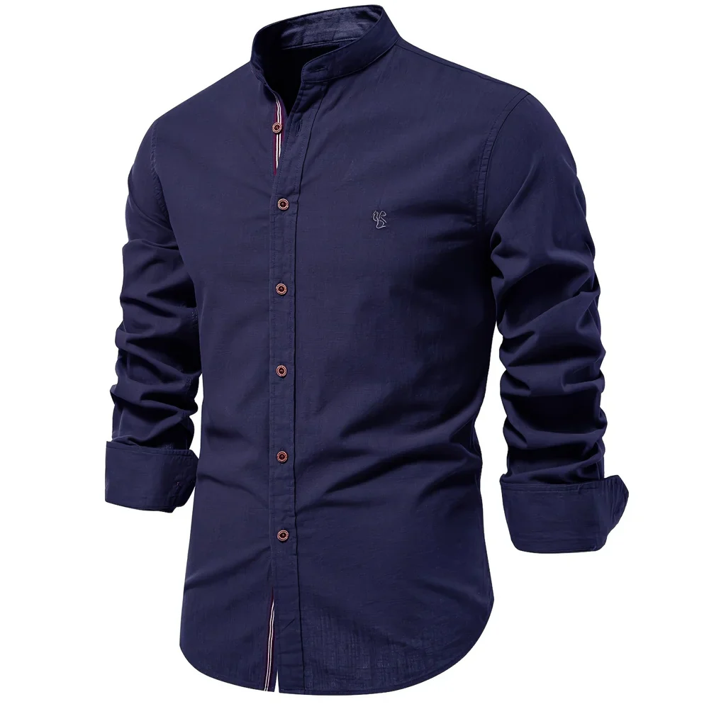 Cotton Long Sleeve Shirt for Men - Solid Color Casual Wear, High Quality - Image 7
