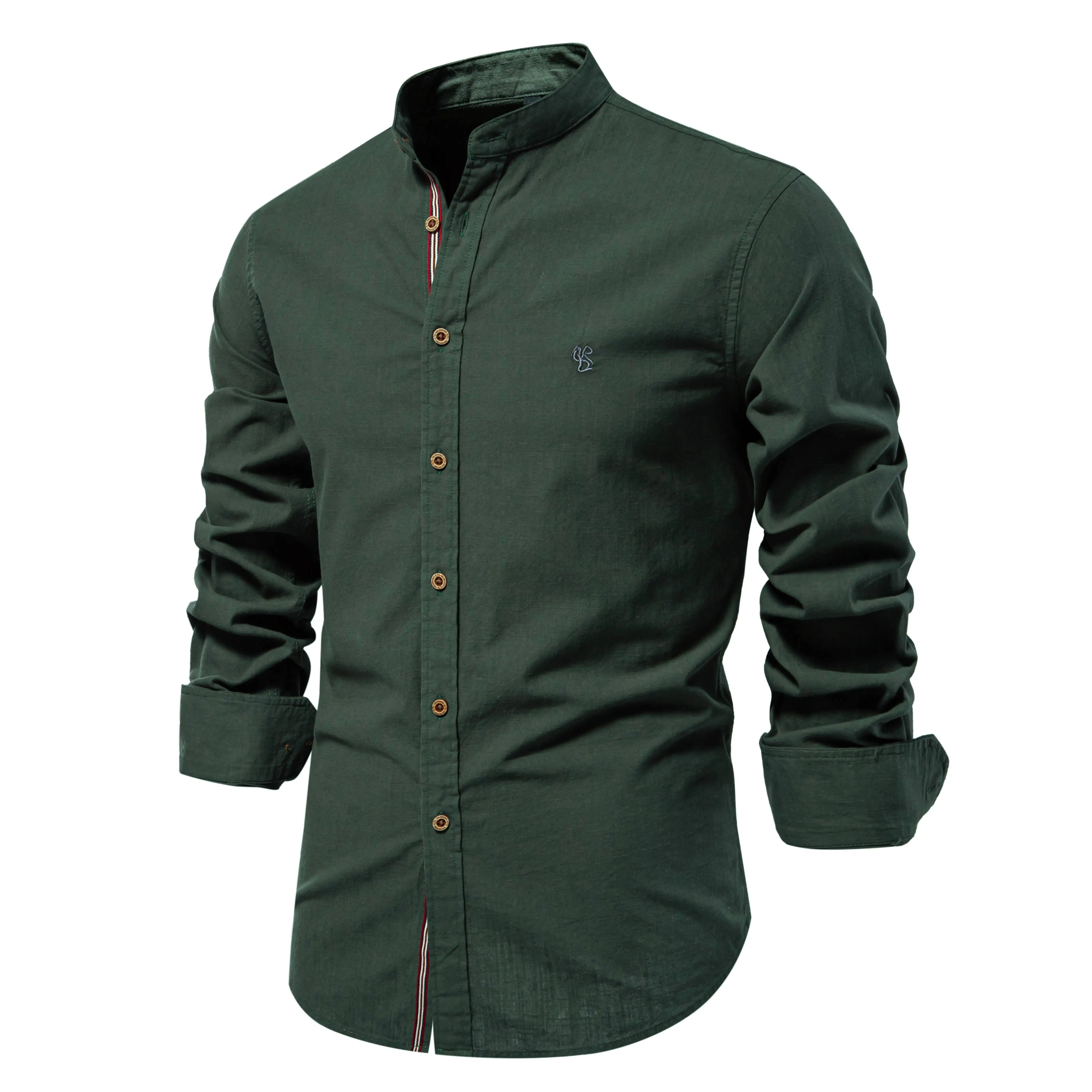 Cotton Long Sleeve Shirt for Men - Solid Color Casual Wear, High Quality - Image 8