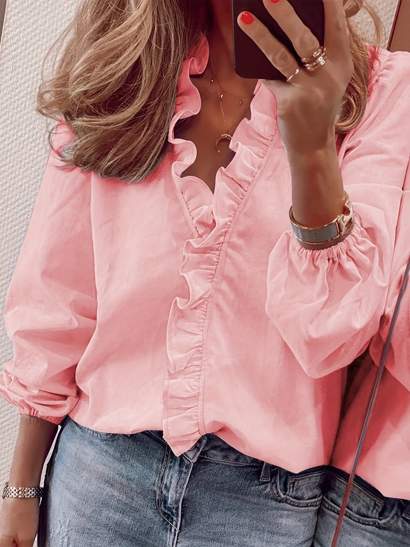 Airy Blouse for Women, Breathable Summer Top, Versatile and Comfortable Fit, Available in Pink and Blue - Image 8