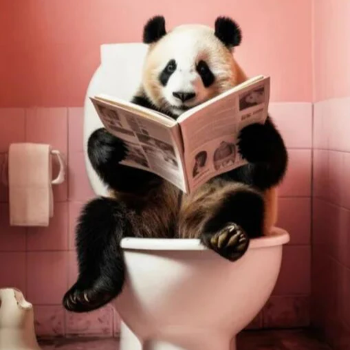 Animal Monkey Panda Toilet  Painting Art DIY Embroidery - Image 3