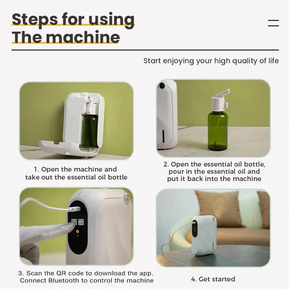 Aroma Diffuser Bluetooth App Control Wall Mount Scent Machine 200m3 Coverage Halloween 2025 Quiet Home Fragrance - Image 5
