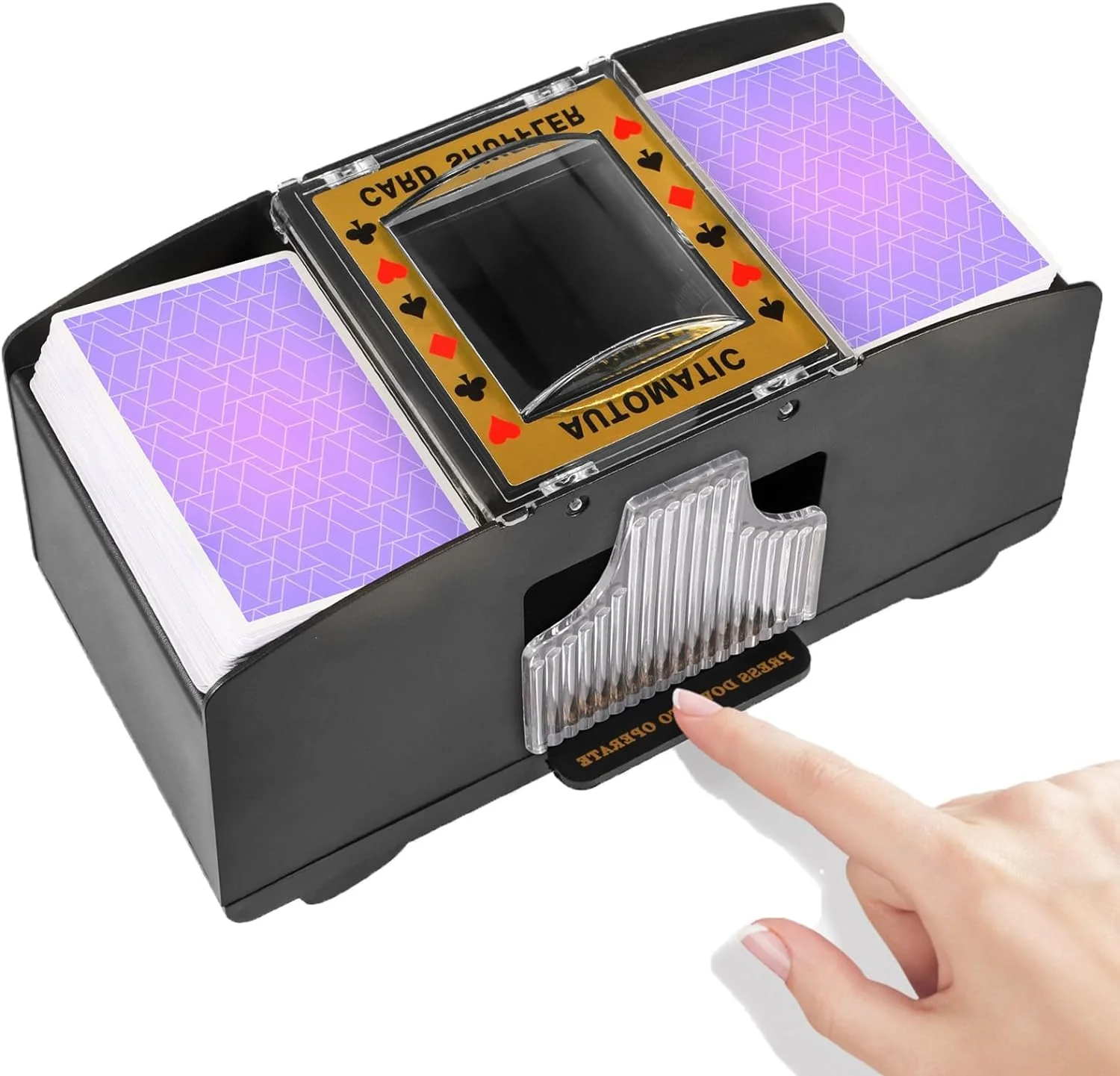 Automatic Card Shuffler - Two-Deck Capacity, Battery-Powered Tabletop Poker Shuffler, Fall 2025 Gift