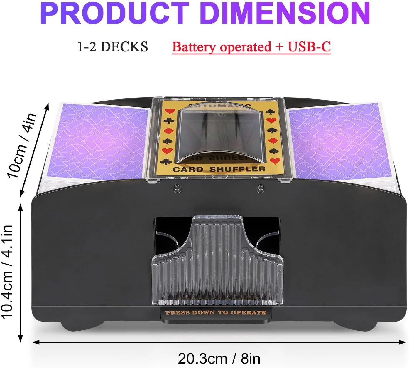 Automatic Card Shuffler - Two-Deck Capacity, Battery-Powered Tabletop Poker Shuffler, Fall 2025 Gift - Image 2