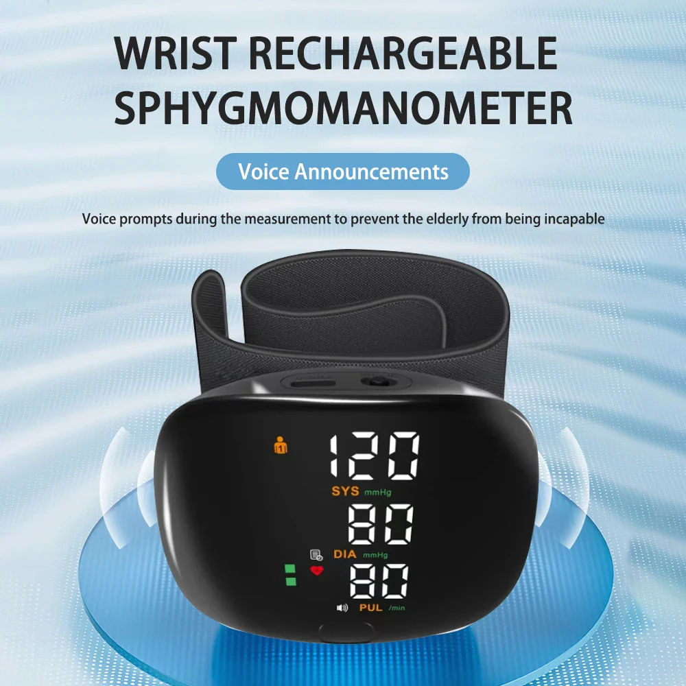 Automatic Digital Wrist Blood Pressure Monitor with Heart Rate Tracking and Smart Touch LCD Screen - Image 2