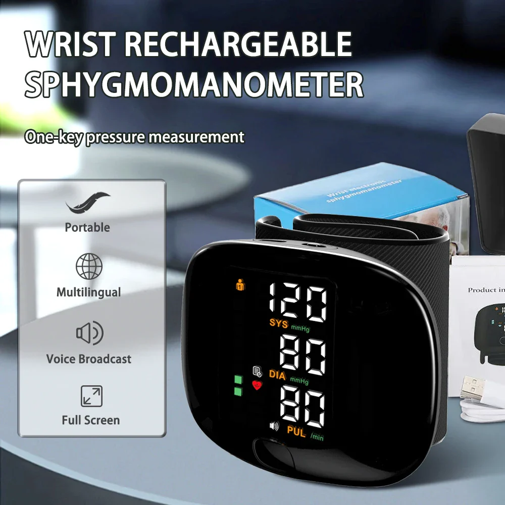 Automatic Digital Wrist Blood Pressure Monitor with Heart Rate Tracking and Smart Touch LCD Screen - Image 4