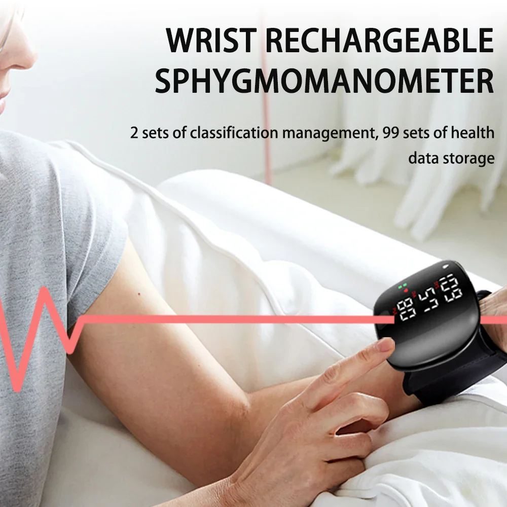 Automatic Digital Wrist Blood Pressure Monitor with Heart Rate Tracking and Smart Touch LCD Screen - Image 6
