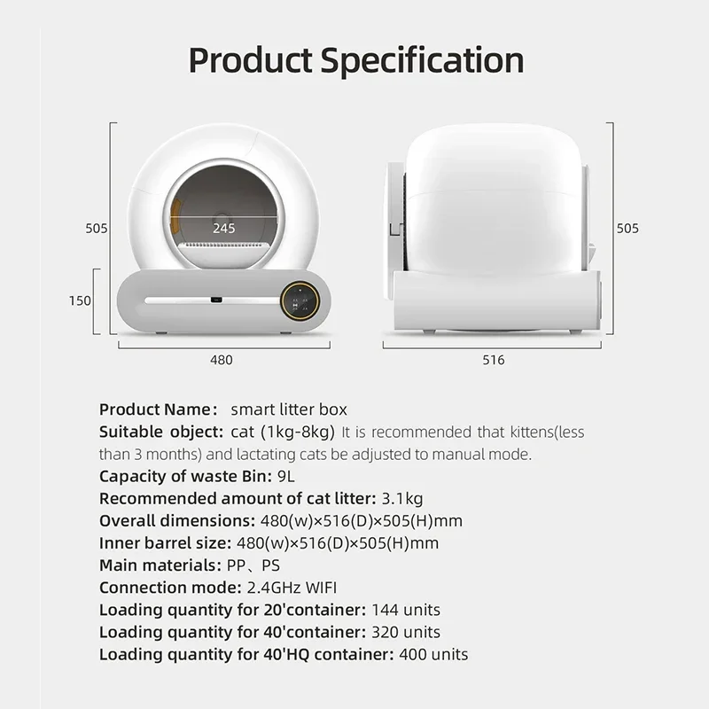 Automatic Smart Cat Litter Box 65L Self Cleaning APP Control Fully Enclosed Litter Box Fall 2025 Gift - Image 4