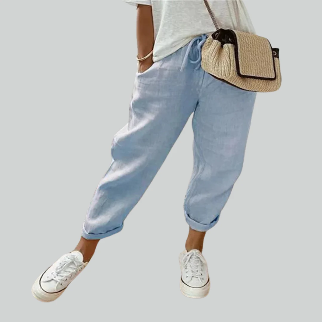 Autumn Cotton Linen Wide Leg Pants - Casual High Waist Trousers for Women - Image 2