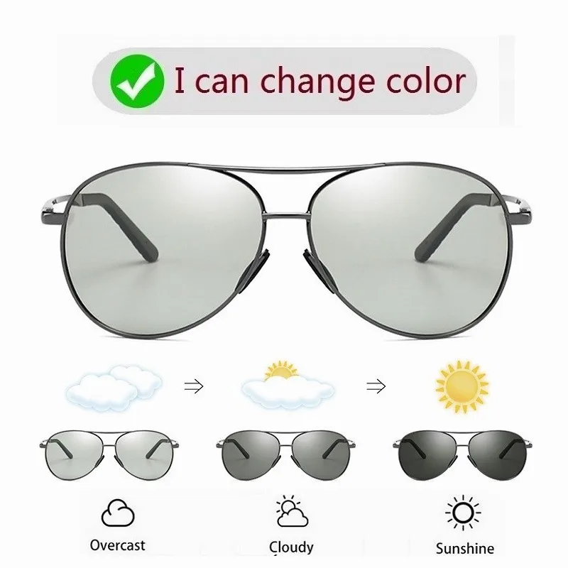 Aviation Metal Frame Color Changing Sunglasses for Men, Pilot Day Night Vision Driving - Image 20
