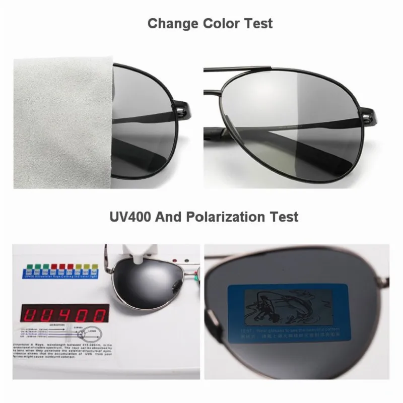 Aviation Metal Frame Color Changing Sunglasses for Men, Pilot Day Night Vision Driving - Image 21