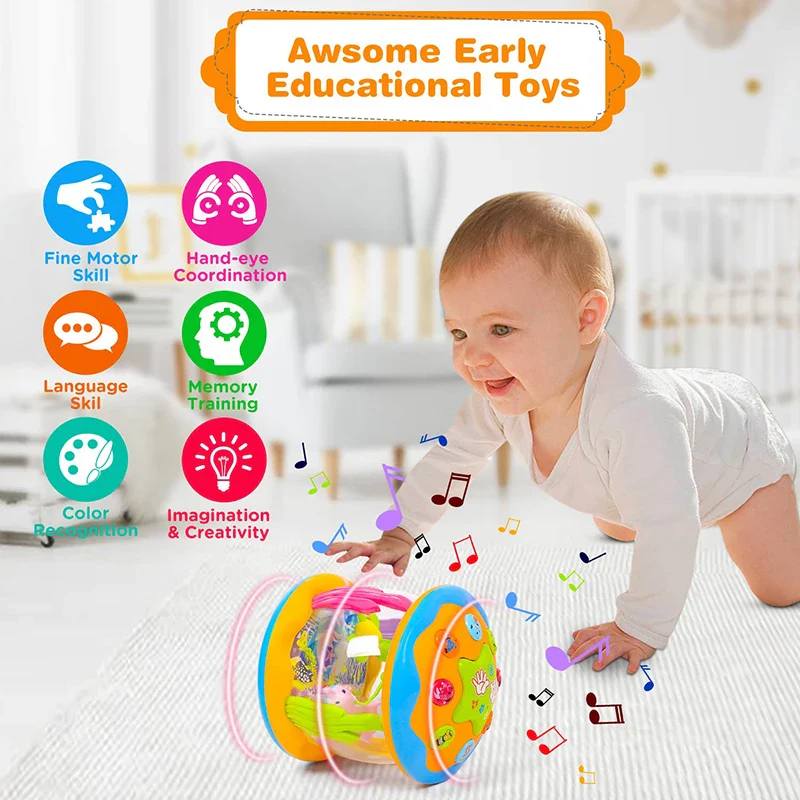 Baby 4 in 1 Tummy Time Crawling Toy - Early Learning Sea Animals Sensory Musical Gift - Image 5