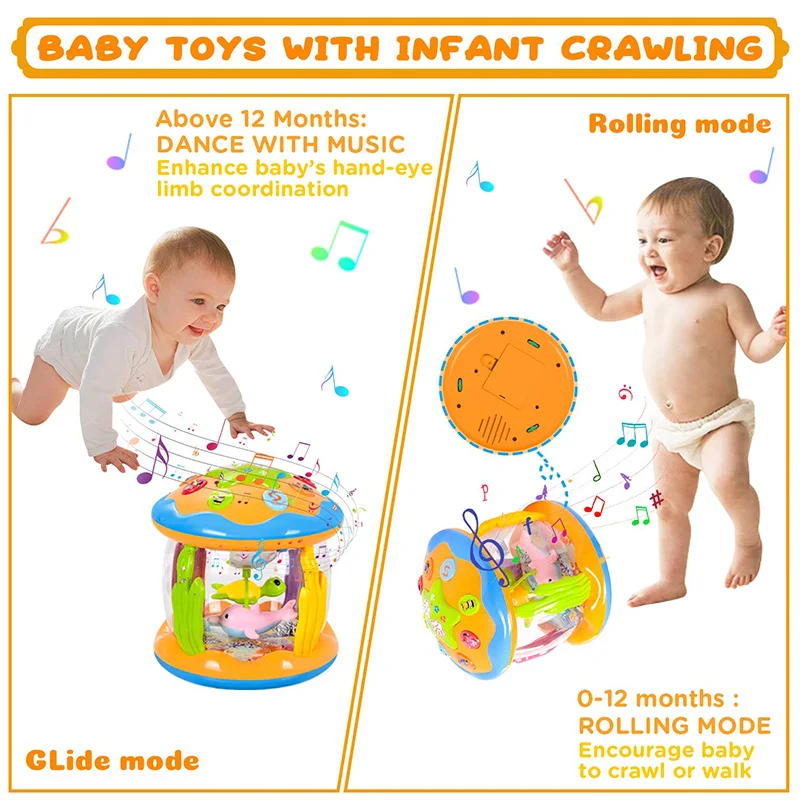 Baby 4 in 1 Tummy Time Crawling Toy - Early Learning Sea Animals Sensory Musical Gift - Image 7