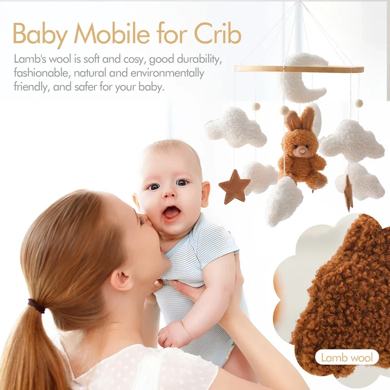 Baby Crib Mobile Wooden Nursery Newborn Sensory Toys - Image 10