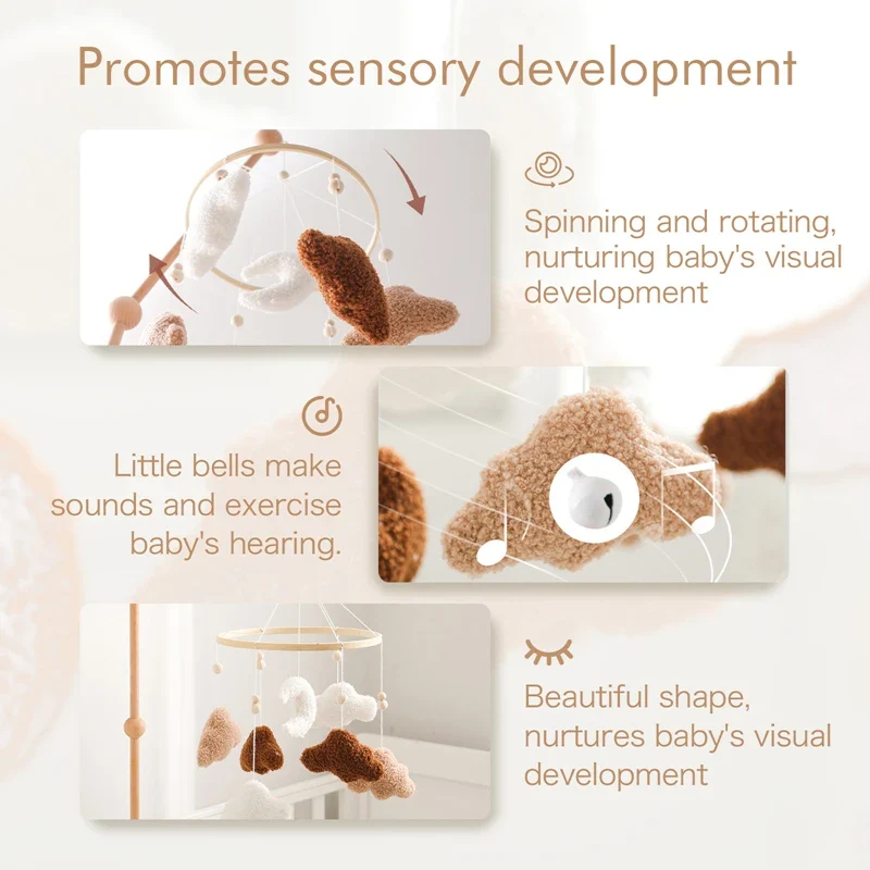 Baby Crib Mobile Wooden Nursery Newborn Sensory Toys - Image 38