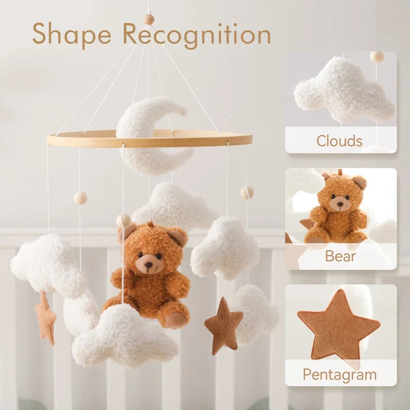 Baby Crib Mobile Wooden Nursery Newborn Sensory Toys - Image 4