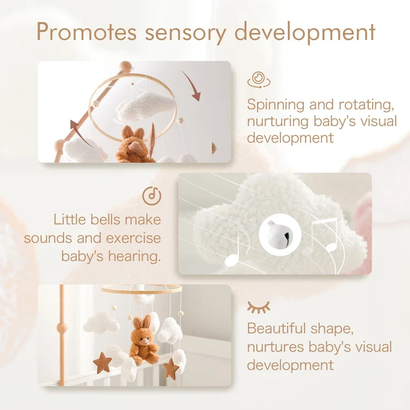 Baby Crib Mobile Wooden Nursery Newborn Sensory Toys - Image 8