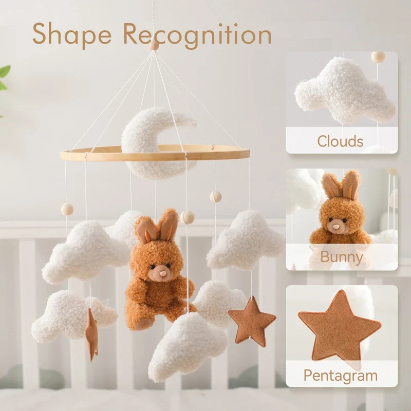 Baby Crib Mobile Wooden Nursery Newborn Sensory Toys - Image 9