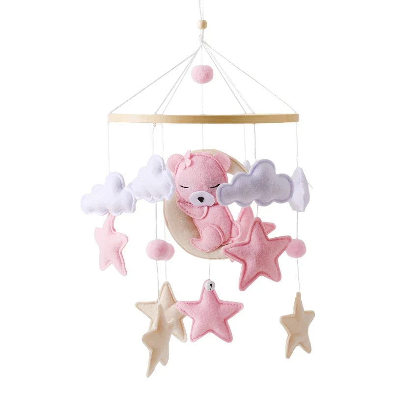 Dreamy Bear Crib Mobile with Soft Bells – Handmade Cloud & Star Nursery Decor - Image 122