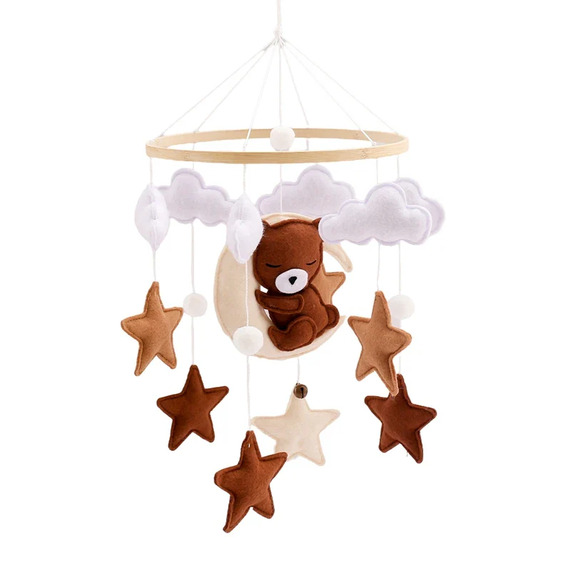 Dreamy Bear Crib Mobile with Soft Bells – Handmade Cloud & Star Nursery Decor - Image 146