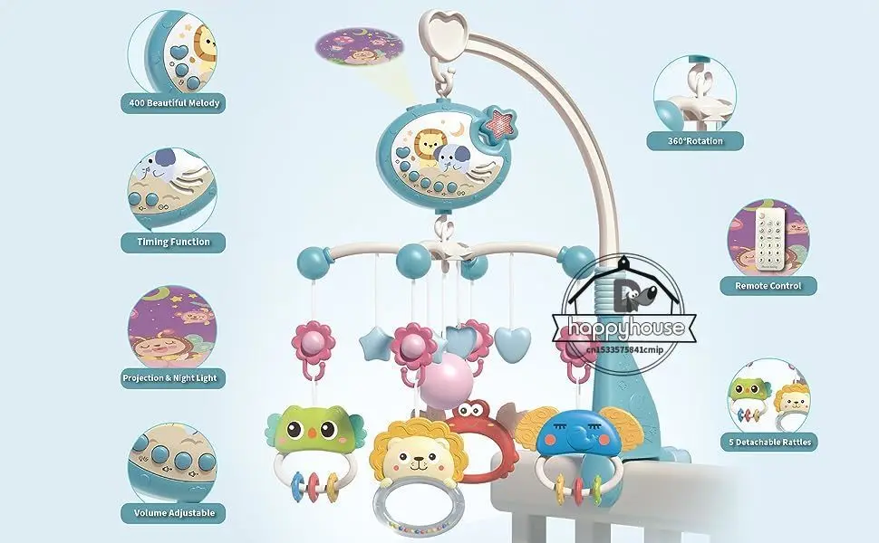 Crib Mobile Remote Music Light Newborn Sensory Toys - Image 12