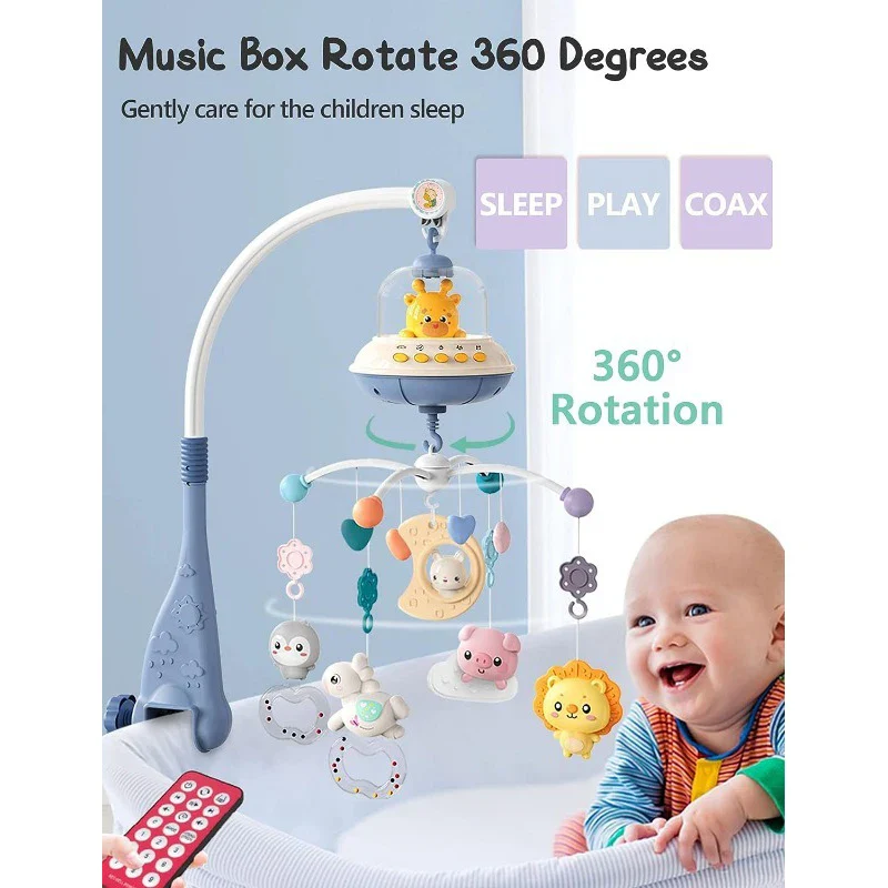 Crib Mobile Remote Music Light Newborn Sensory Toys - Image 32