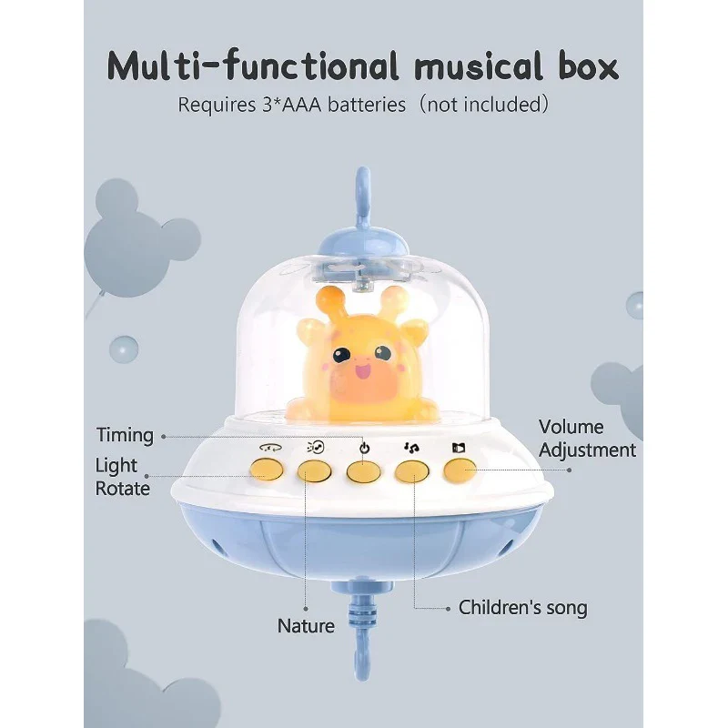Crib Mobile Remote Music Light Newborn Sensory Toys - Image 33