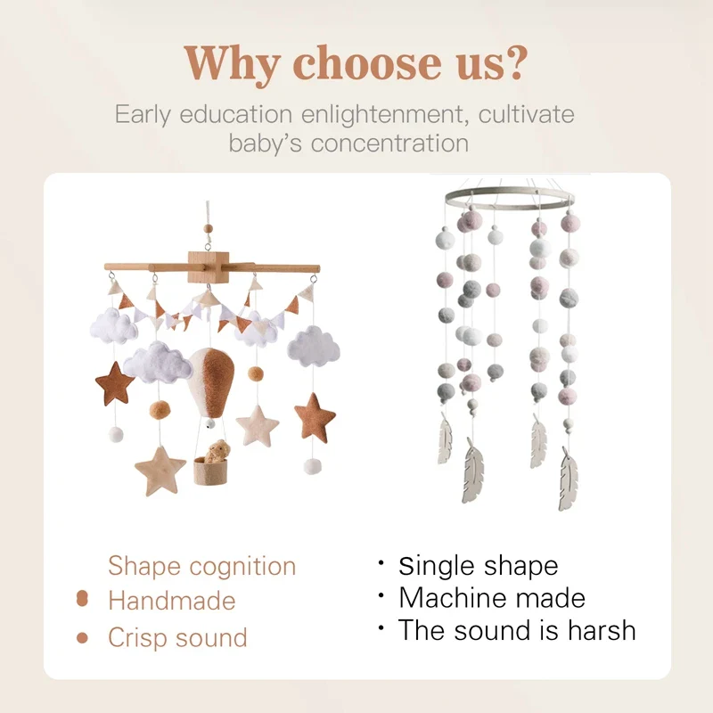Hot Air Balloon Crib Mobile Newborn Sensory Toys Soothing - Image 3