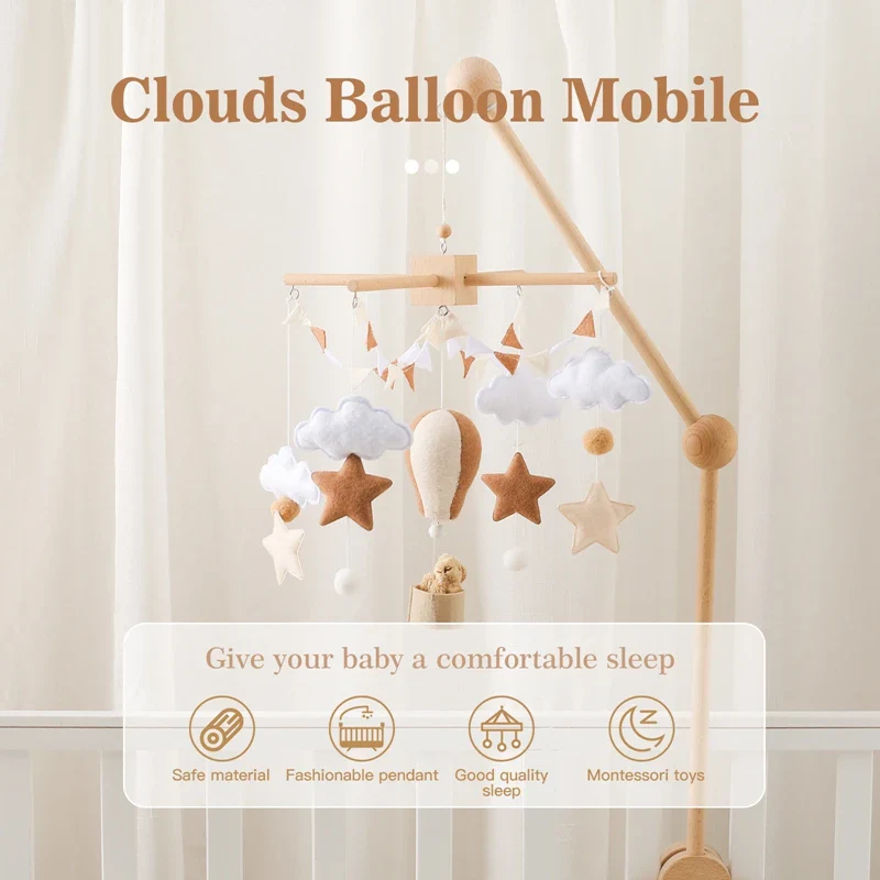 Hot Air Balloon Crib Mobile Newborn Sensory Toys Soothing - Image 9