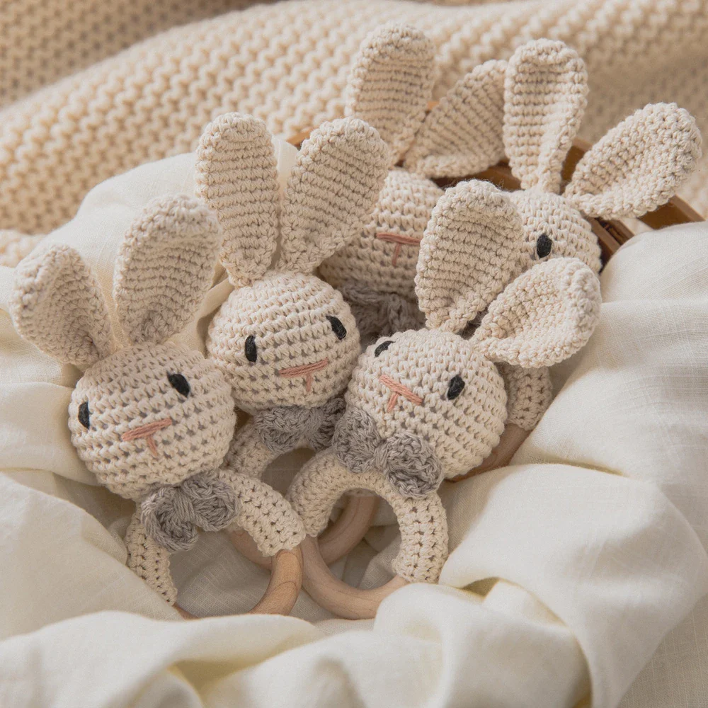 Baby Crochet Rattle Bunny Teether Newborn Sensory Toys - Image 12
