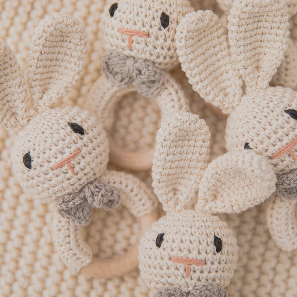 Baby Crochet Rattle Bunny Teether Newborn Sensory Toys - Image 15