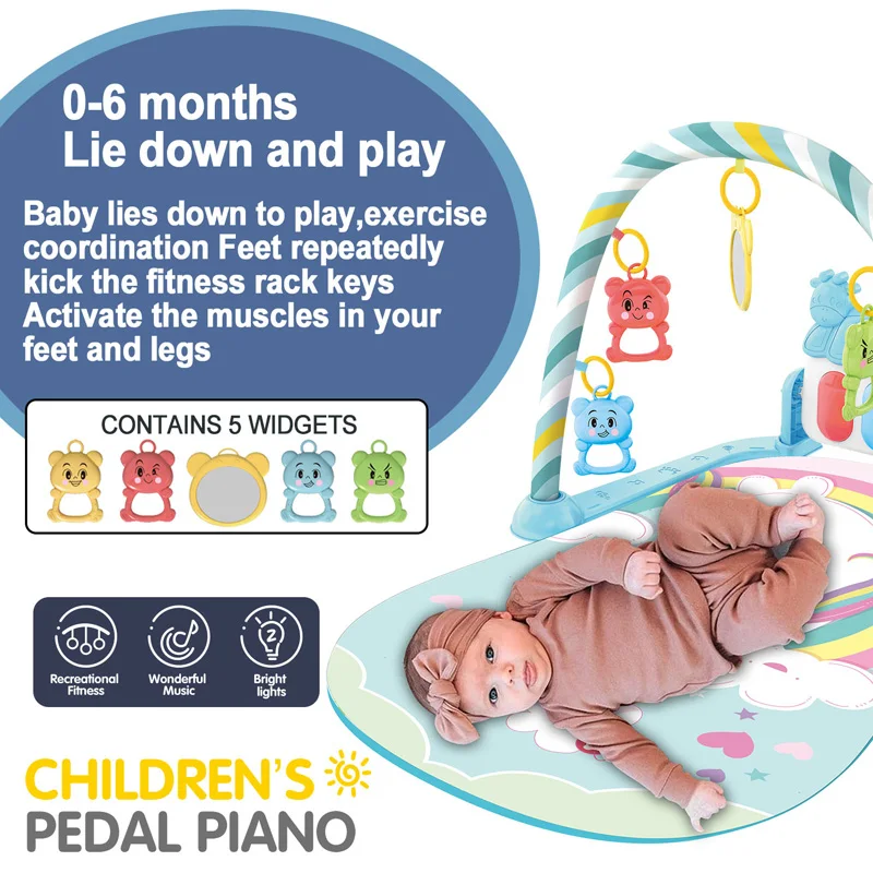 Baby Play Gym Piano Activity Mat With Hanging Toys Newborn Early Education Fall 2025 Sensory Motor Skill Gift - Image 4