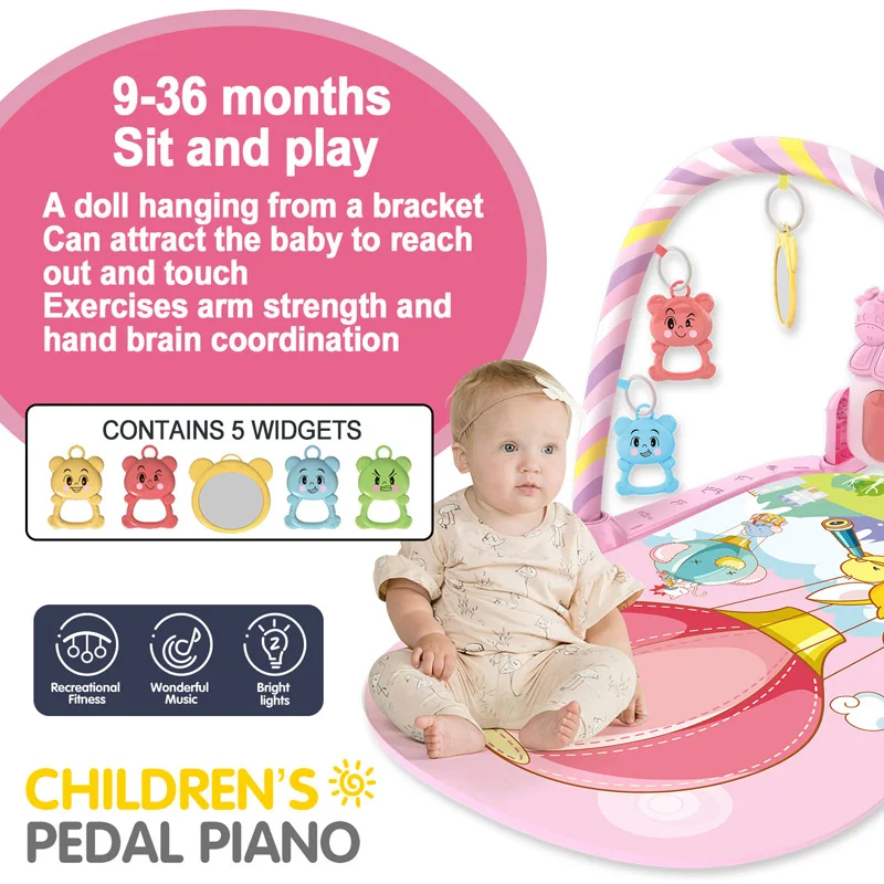 Baby Play Gym Piano Activity Mat With Hanging Toys Newborn Early Education Fall 2025 Sensory Motor Skill Gift - Image 5