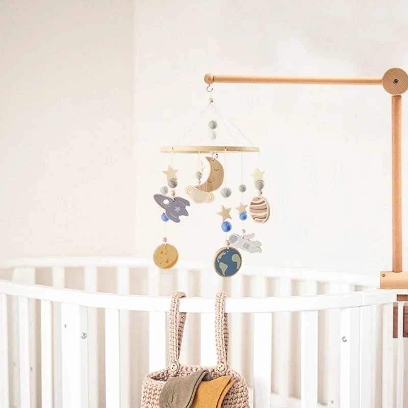 Wooden Baby Mobile Crib Arm Holder Newborn Sensory Toys - Image 14