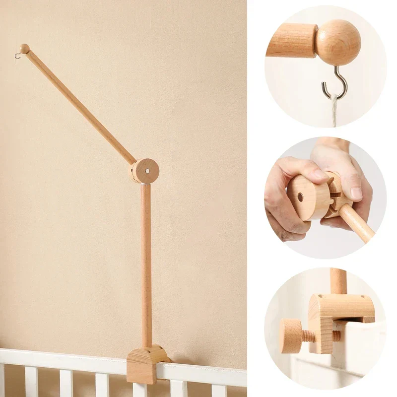 Wooden Baby Mobile Crib Arm Holder Newborn Sensory Toys - Image 16