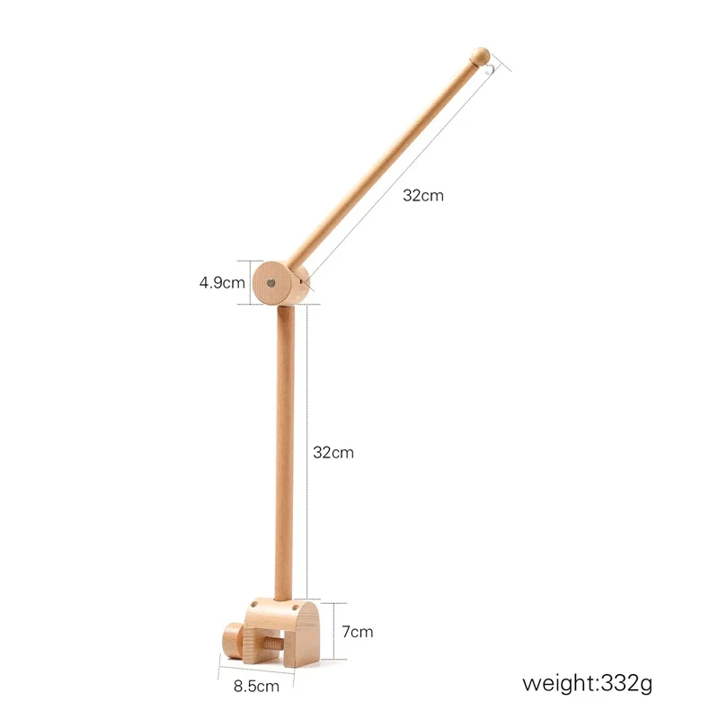 Wooden Baby Mobile Crib Arm Holder Newborn Sensory Toys - Image 22