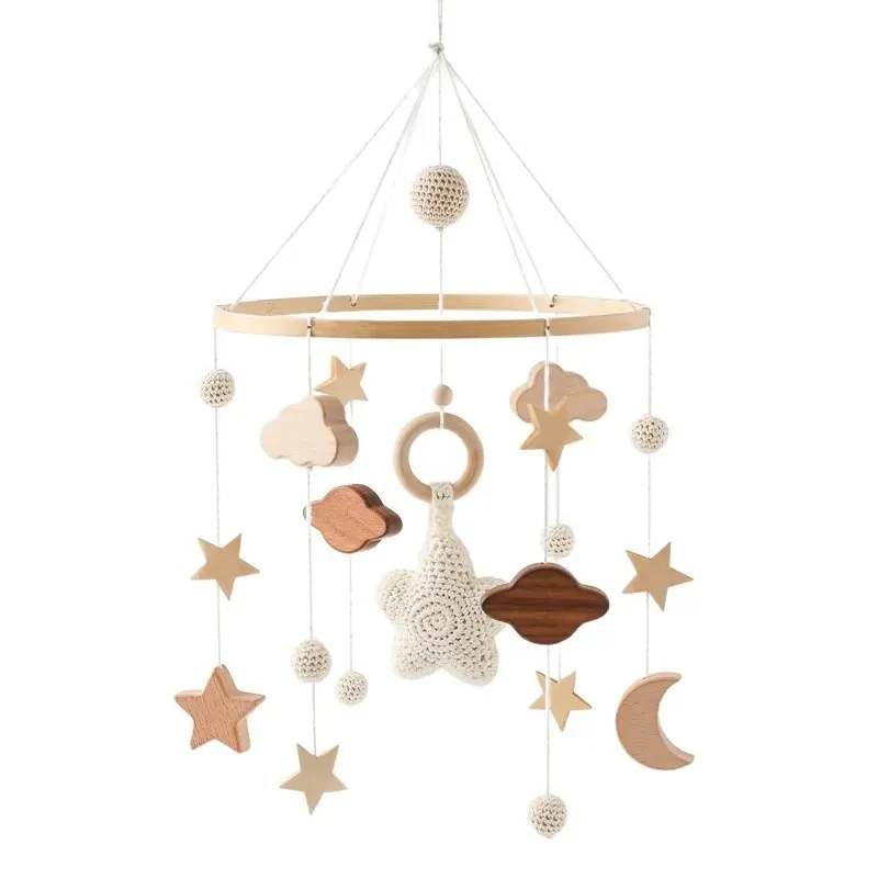 Wooden Baby Mobile Crib Arm Holder Newborn Sensory Toys - Image 38