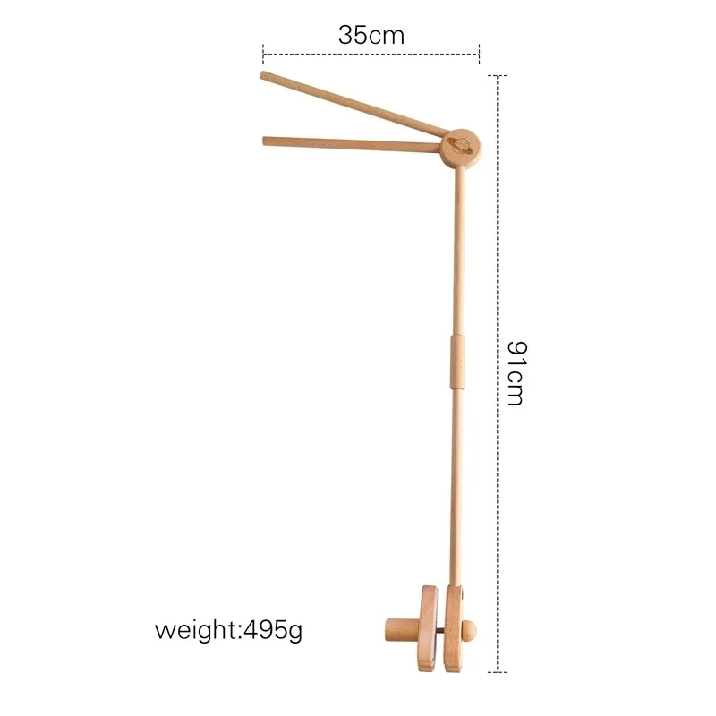 Wooden Baby Mobile Crib Arm Holder Newborn Sensory Toys - Image 47