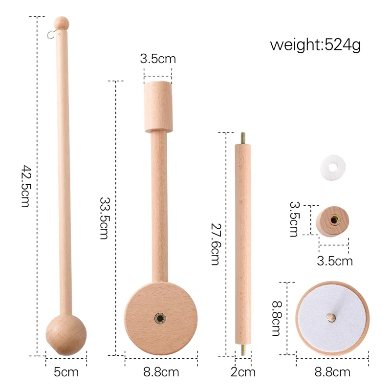 Wooden Baby Mobile Crib Arm Holder Newborn Sensory Toys - Image 7