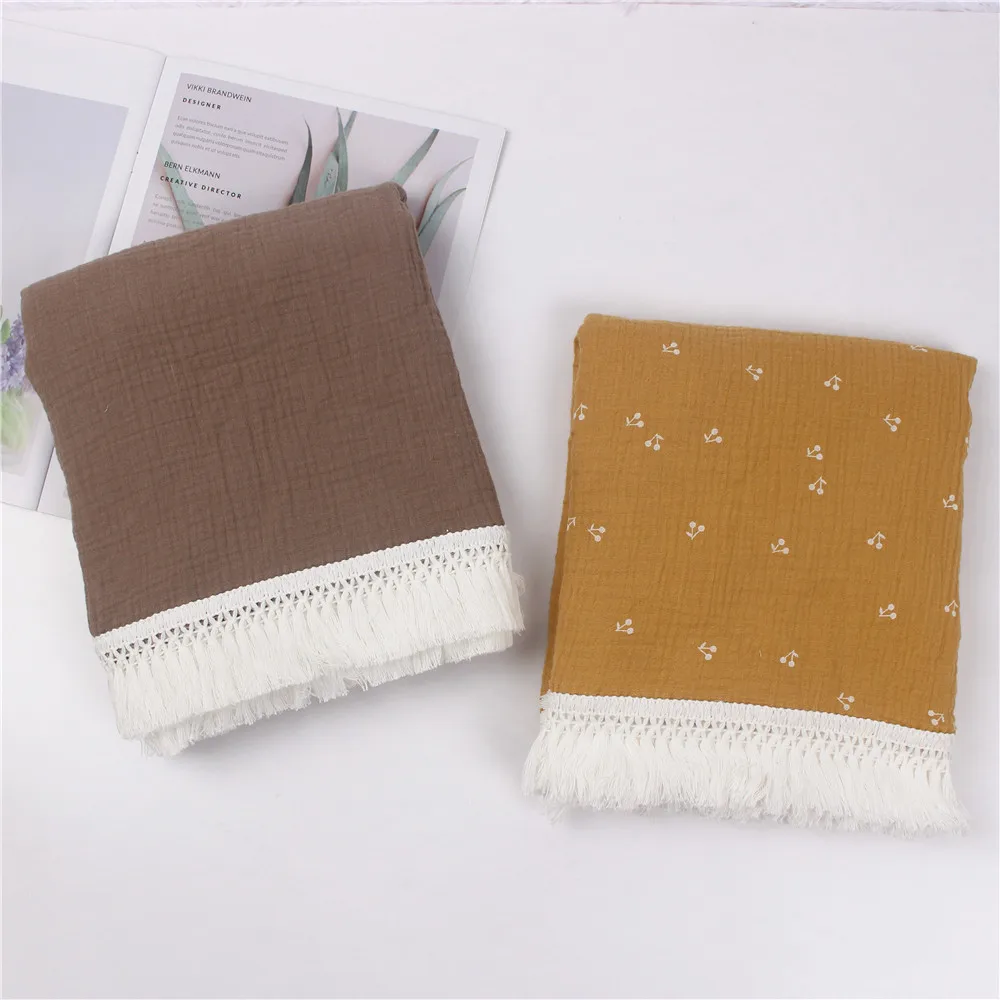 Baby Swaddle Blanket 100 Percent Cotton Muslin Newborn Floral Print Quilt Swaddle Fall 2025 Breathable Soft Gift - Image 4