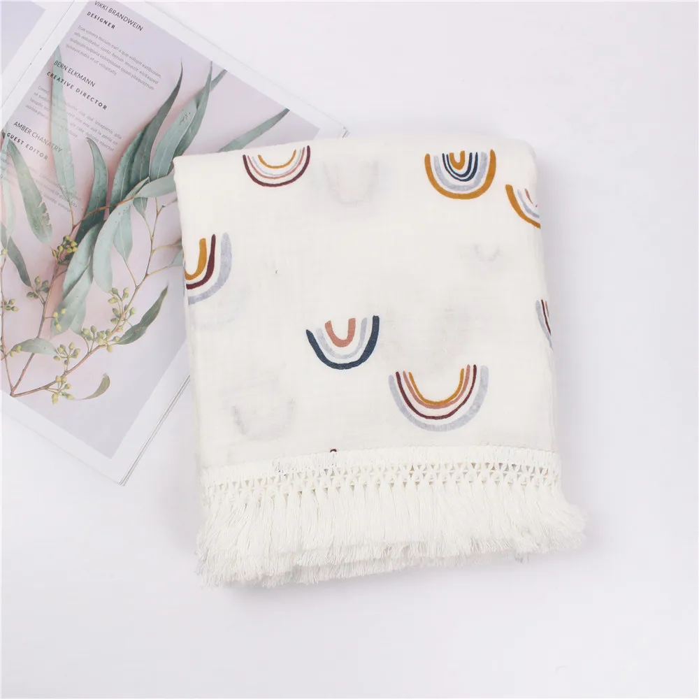 Baby Swaddle Blanket 100 Percent Cotton Muslin Newborn Floral Print Quilt Swaddle Fall 2025 Breathable Soft Gift - Image 5