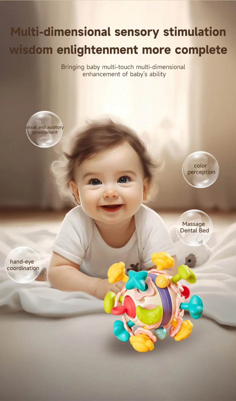 Baby Teether Rattle Hand Grip Sensory Ball Toy Newborn - Image 18