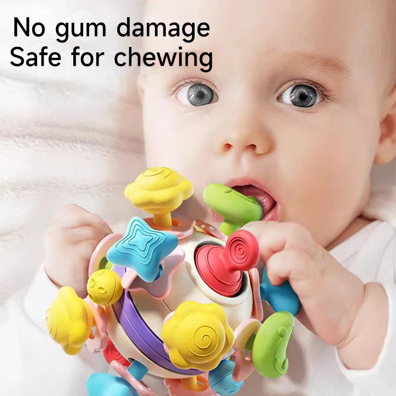 Baby Teether Rattle Hand Grip Sensory Ball Toy Newborn - Image 2