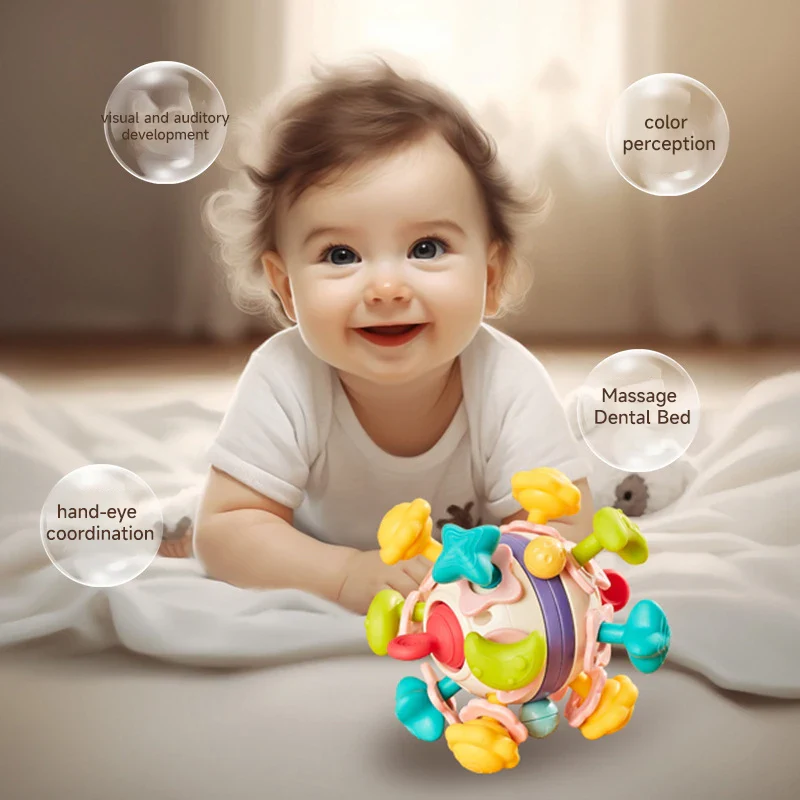 Baby Teether Rattle Hand Grip Sensory Ball Toy Newborn - Image 3
