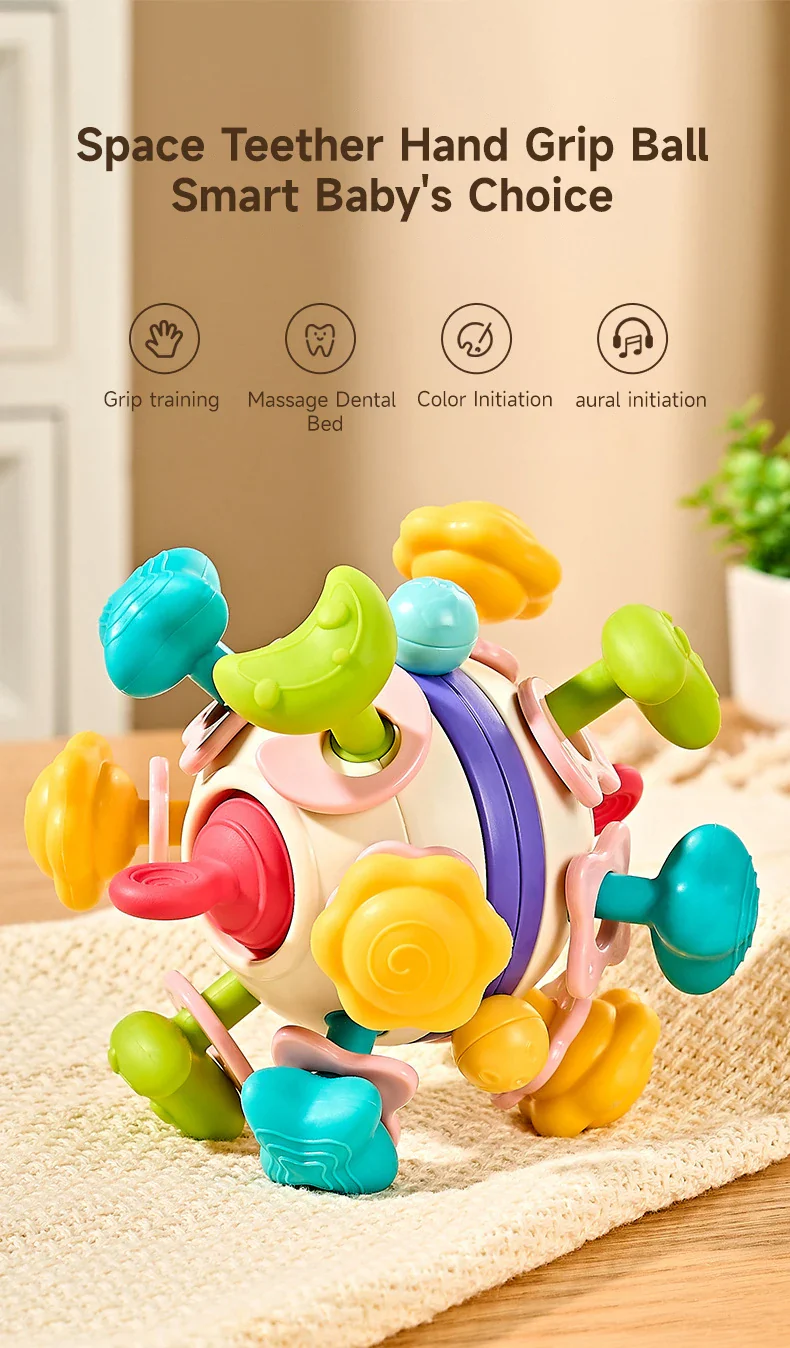 Baby Teether Rattle Hand Grip Sensory Ball Toy Newborn - Image 7