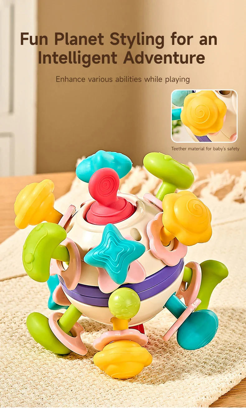 Baby Teether Rattle Hand Grip Sensory Ball Toy Newborn - Image 9