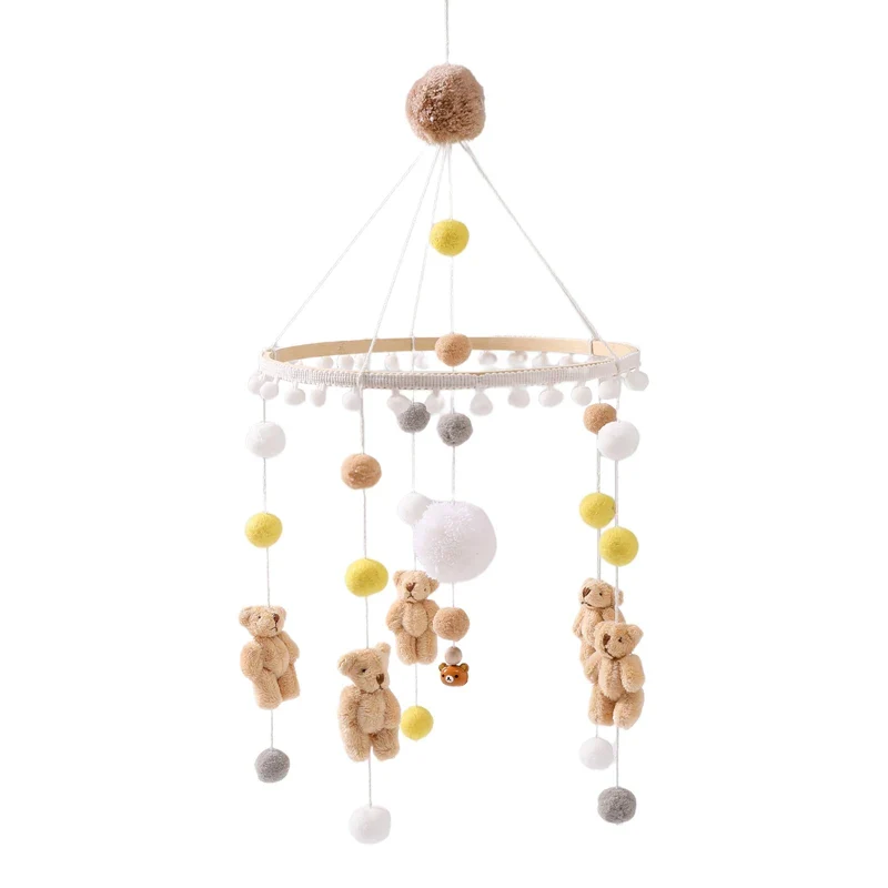 Wooden Rabbit Crib Mobile Newborn Sensory Toys Soft - Image 29