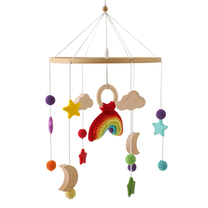 Wooden Rabbit Crib Mobile Newborn Sensory Toys Soft - Image 47