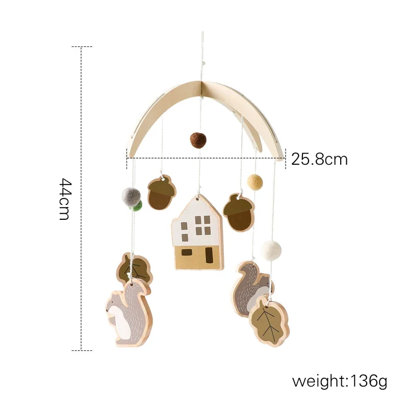 Wooden Rabbit Crib Mobile Newborn Sensory Toys Soft - Image 53